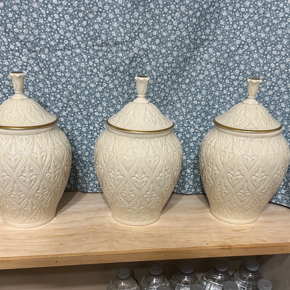 Lenox Cream Canisters with 24K Gold Trim